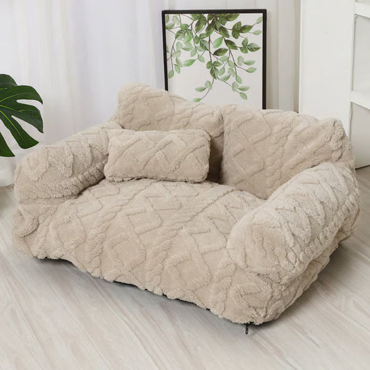 ๐ Plush Calming Pet Sofa Bed โ Raised Rim, Removable Cover & Non-Slip Bottom for Cats & Dogs ๐๏ธ๐พ