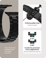 Fullmosa Metal Band with Case for Apple Watch 45/44/42/46/49/41/40/38mm | Fits iWatch Series 11 10 9 8 7 6 5 4 SE 3 2 1, Ultra4/3/2/1,Stainless Steel Strap for Men Women Professional Office Black