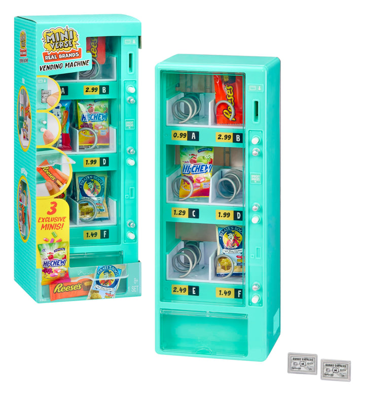 MGA's Miniverse Real Brands Vending Machine (Teal), Interactive Display & Storage Playset with Exclusive Mini Food Brands, Refillable, Collectible Miniatures, Ages 8+