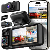 REDTIGER F17 4K 3CH Dash Cam, STARVIS 2 Sensor HDR, 64GB Card, 5.8GHz WiFi | 2160P+1080P*2 Front Inside and Rear, 4 IR Night Vision, G-Sensor, GPS Tracking, Exclusive App, WDR Car Camera, Parking Mode