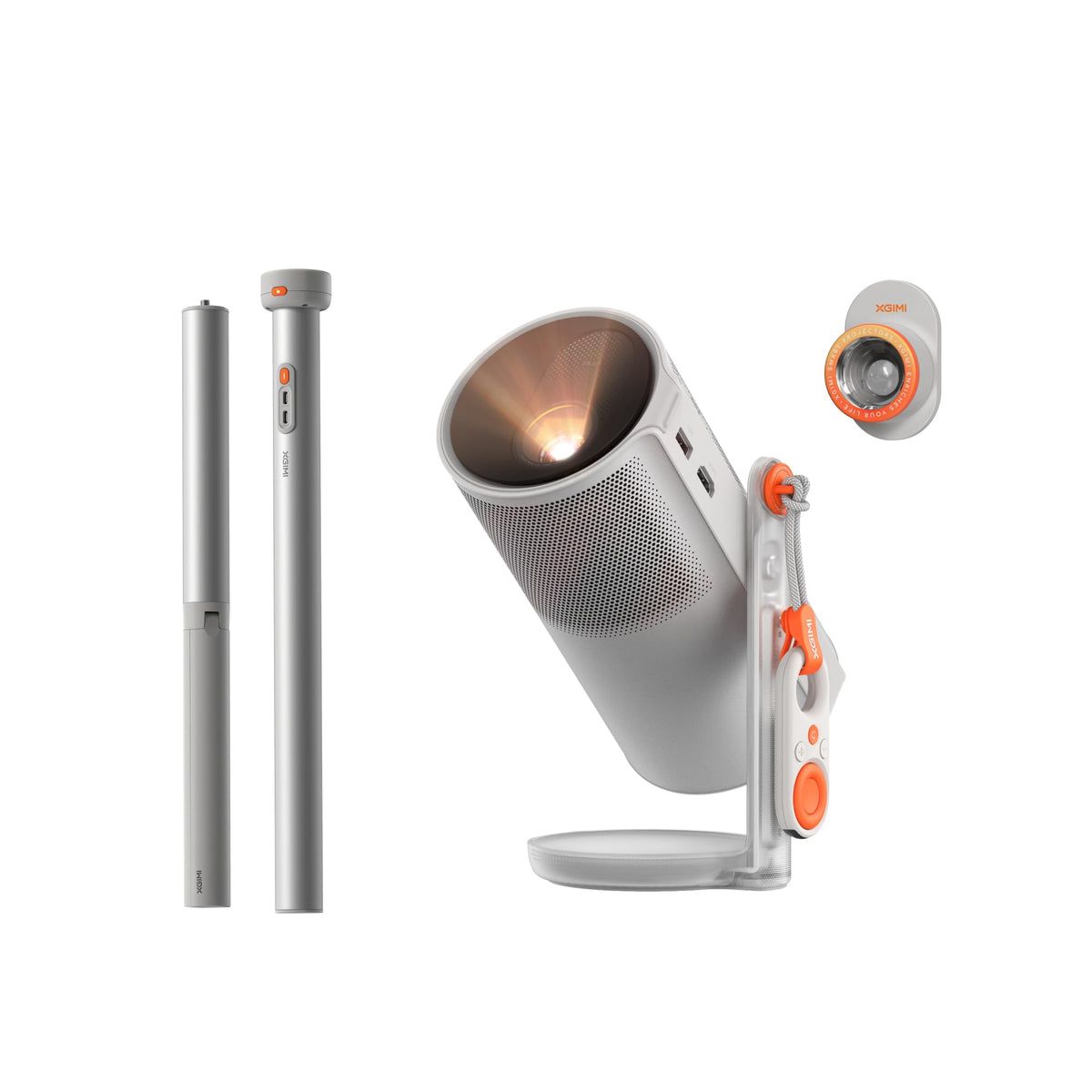 XGIMI MoGo 4 Portable Projector with PowerBase Stand, Google TV, Cinema Kit | Netflix-Certified, 360°Adjustable Stand, Up to 5 Hours of Playtime with PowerBase Stand, 450 ISO Lumens, 2 x 6W Harman Kardon