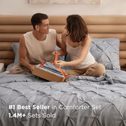 Bedsure 7-Piece Queen Bedding Comforter Set & Sheet Set, Grey Bed in a Bag