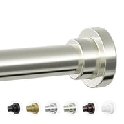 Mcrbeay Shower Curtain Rod, 1" Diameter Heavy Duty Tension Shower Rod | Adjustable 28-74 inch Non Slip No Drill Spring Tension Rod For Bathroom, Shower Stall, No Rust, Brushed Nickel