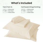 Love's cabin 4 Piece Queen Sheet Set, 100% Rayon Derived from Bamboo, Cooling & Breathable, Soft Silky Deep Pocket up to 16", Hotel Luxury Bedding for Hot Sleepers, Beige