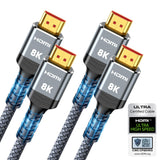 Highwings 8K HDMI 2.1 Cable 2-Pack 6.6FT, Certified 48Gbps Ultra High Speed | Braided Slim HDMI Cord, 8K60Hz 4K@120Hz 8K@60Hz, HDCP 2.2&2.3, eARC,Dynamic HDR,DTS:X Compatible for PS5/Blu-ray/Roku TV/HDTV