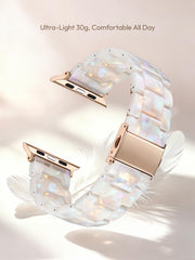 V-MORO Resin Bands Compatible with Apple Watch Band,41mm/40mm/38mm/42mm | Fashion Lightweight Strap for iWatch Series 12/11/10/9/8/7/6/5/4/3/2/1,Women Jewelry Dressy Bracelet Adjustable,Ivory White