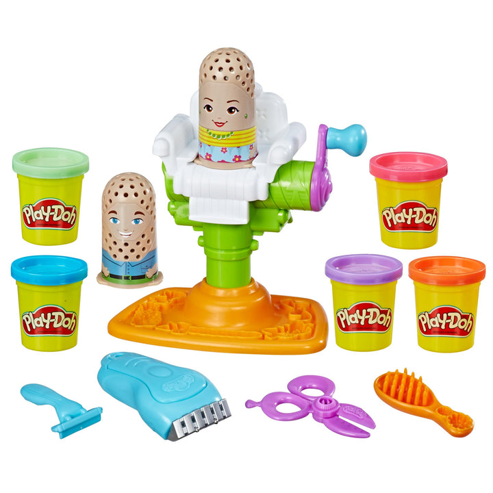 Play-Doh Buzz 'n Cut Fuzzy Pumper Barber Shop Set, Electric Buzzer, 5 Colors of 2-Ounce Cans, Preschool Toys, Girls & Boys, Ages 3+ (Amazon Exclusive)