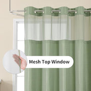 Colorful Star Sage Green No Hook Waffle Shower Curtain Set, 72 x 75 Inch | Waterproof Shower Curtain with Snap in Fabric Liner and Mesh Top Window, Hotel Style Heavy Duty Thick Bathroom Curtain