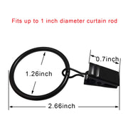 AMZSEVEN 40 Pack Metal Curtain Rings with Clips, 1.26 in ID, Black | Curtain clip rings fit rods up to 1 inch in diameter; securely hold curtains, baby pants on hangers and hair bows