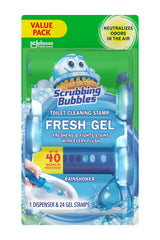 Scrubbing Bubbles Fresh Gel Automatic Toilet Bowl Cleaner, Rainshower 24 Ct | Freshens with Each Flush, Fights Odors, Hygienic, No-Touch Use, Prevents Limescale & Hard Water Rings, Lasts up to 40 Weeks