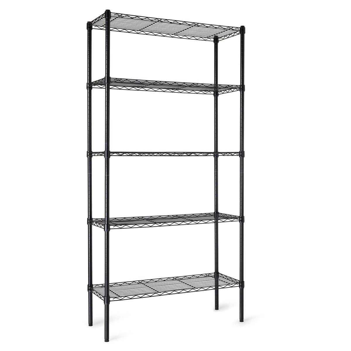 Amazon Basics 5-Shelf Adjustable Heavy Duty Steel Wire Storage Shelves for Garage, Kitchen, Easy Assembly, 36" x 14" x 72", Black