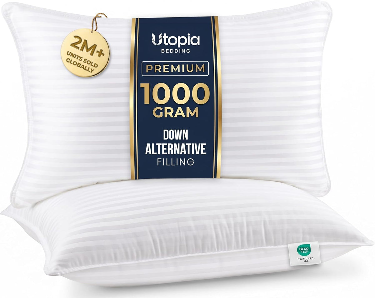 Utopia Bedding Hotel Bed Pillows for Sleeping, Pillows Queen Size Set of 2
