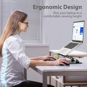 Gogoonike Adjustable Laptop Stand for Desk, Metal Laptop Riser Holder | Portable Desktop Book Stands, Foldable Ventilated Cooling Computer Notebook Stand Compatible with 10-15.6” Laptops, Tablets