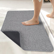 Bath Mat,Ultra Thin Bathroom Rugs,Rubber Bath Mats for Bathroom,No Slip Bath Rugs,Quick Dry,Machine Washable,Low Pile,Absorbent,Shower Outside,Sink,Home Decor Accessories.Grey,1'5"x2'3"(17x27Inch)