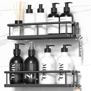 YASONIC Shower Caddy Adhesive, Rustproof Shower Organizer, Large Capacity Shower Shelves for Inside Shower, No Drilling Bathroom Organizers and Storage for Home Decor （2 Pack Black）