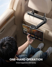 Lamicall Car Headrest Tablet Holder, 3 in 1 Extension Adjustable Arm | Tablet Car Mount for Back Seat, Gifts Road Trip Essentials for Kids, for 4.7-11" Devices, iPad Pro Air Mini, Galaxy, Fire HD