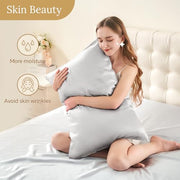 INFIIXSO Mulberry Silk Pillow Cases Standard Size with Zipper, Light Grey | Ultra Smooth & Soft Silk Pillowcase for Hair & Skin, Cooling Pillow Cover for Hot Sleepers, Hidden Zipper, 1Piece 20"x26"
