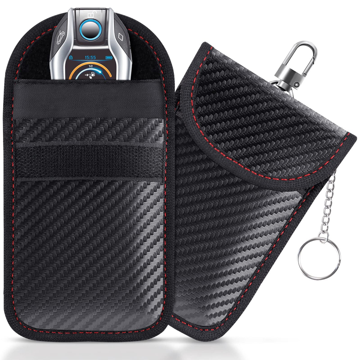lanpard Faraday Pouch for Car Keys, Faraday Bag, Car RFID Signal Blocking Holder, Key Fob Protector, Key fob cage Block Signal Anti-Theft Fob Case (2 Pack)