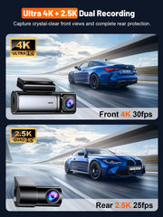 Affver 4K+2.5K Dash Cam Front and Rear, Built-in 5G WiFi 6 GPS Dual Dashcam | 64GB Card Included, 3.59" IPS Screen, APP Control, G-Sensor, Loop Recording, 24H Parking Mode, Night Vision, Car Dash Camera