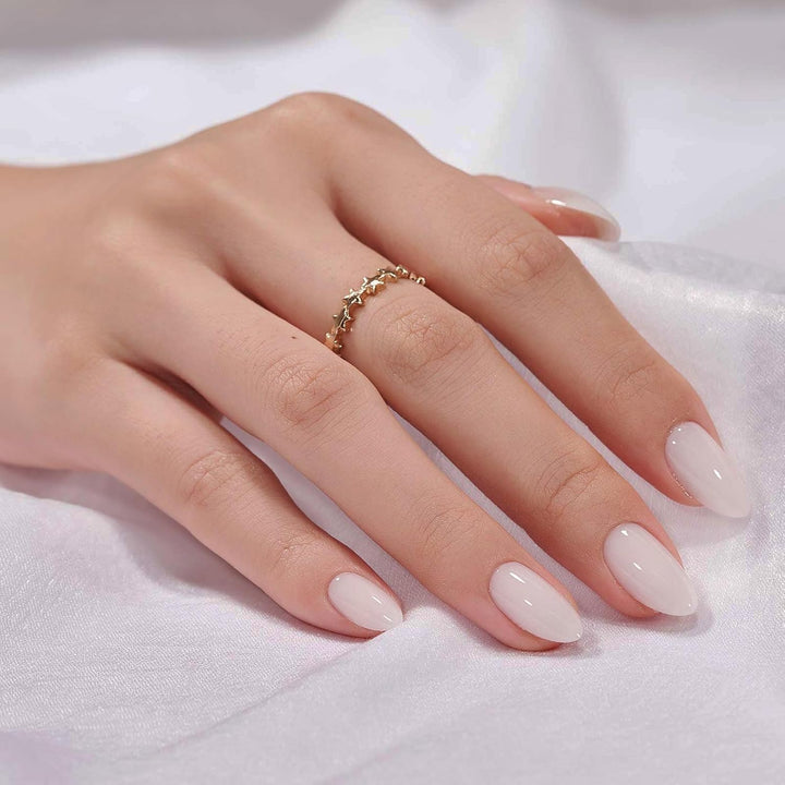 BTArtbox Press On Nails, Short Almond White Fake Nails, 32Pcs Full Kit | Ombre Glue On Nails, 2-Week Wear Time, 10-Minute Application, Natural Salon Look, 16 Sizes for Various Nail Beds