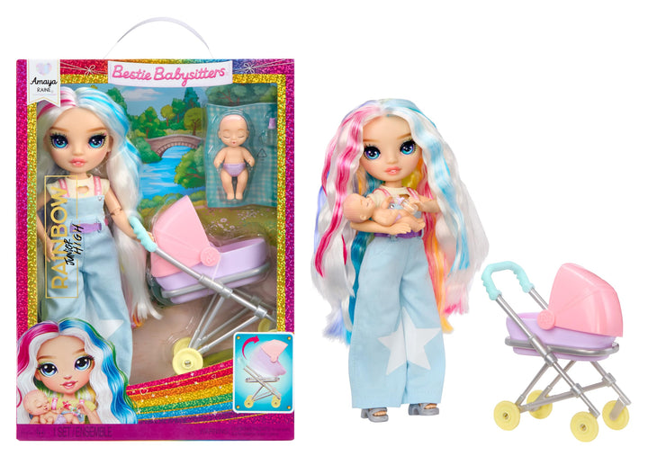 Rainbow High Jr. High Bestie Babysitters – Amaya Raine, 9” Fashion Doll