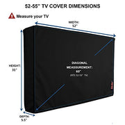 iBirdie Outdoor TV Cover 52 to 55 inch Weatherproof and Waterproof | Black, 52"L x 31"H Cover Size, 600D Thick Fabric, Outside Flat Screen Protector with Bottom