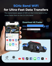 360 View 4 Channel Dash Cam Front and Rear Left Right Inside Camera for Cars, GPS and 5G Band WiFi, Night Vision, 160 Wide Angle, WDR, 24H Parking Mode, Supercapacitor, Included 128GB Card