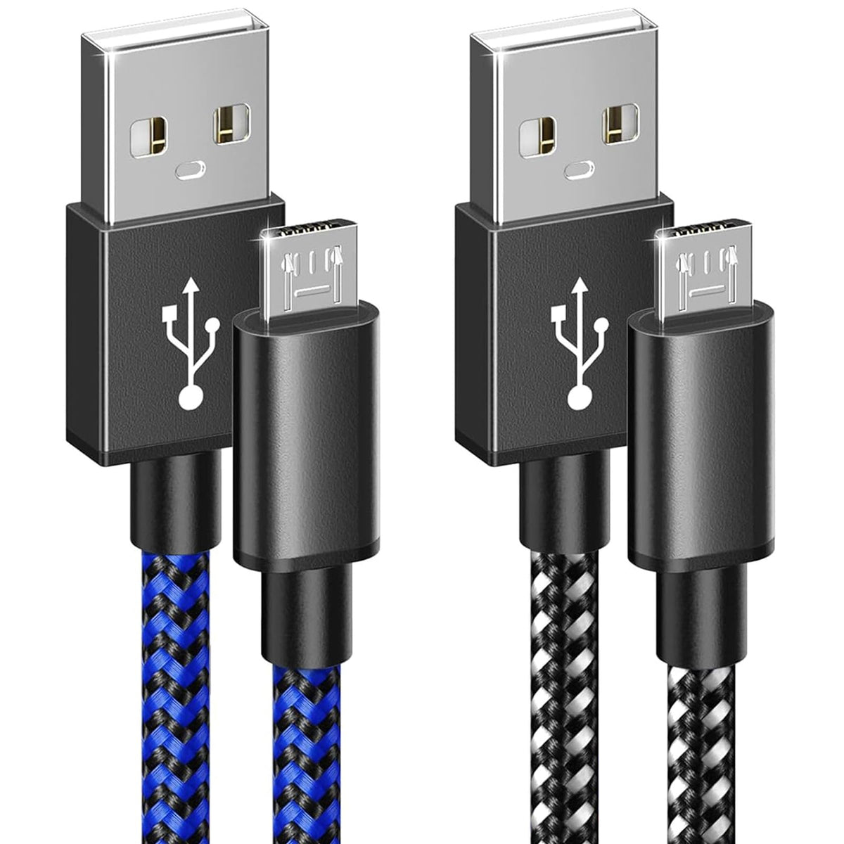 6amLifestyle 2 Pack 10ft PS4 Controller Charging Cable,Micro USB Braided Cord Compatible with PlayStation 4 DualShock 4, PS4 Slim/Pro, Xbox One S/X, Android Phones, Kindle, Black & Blue