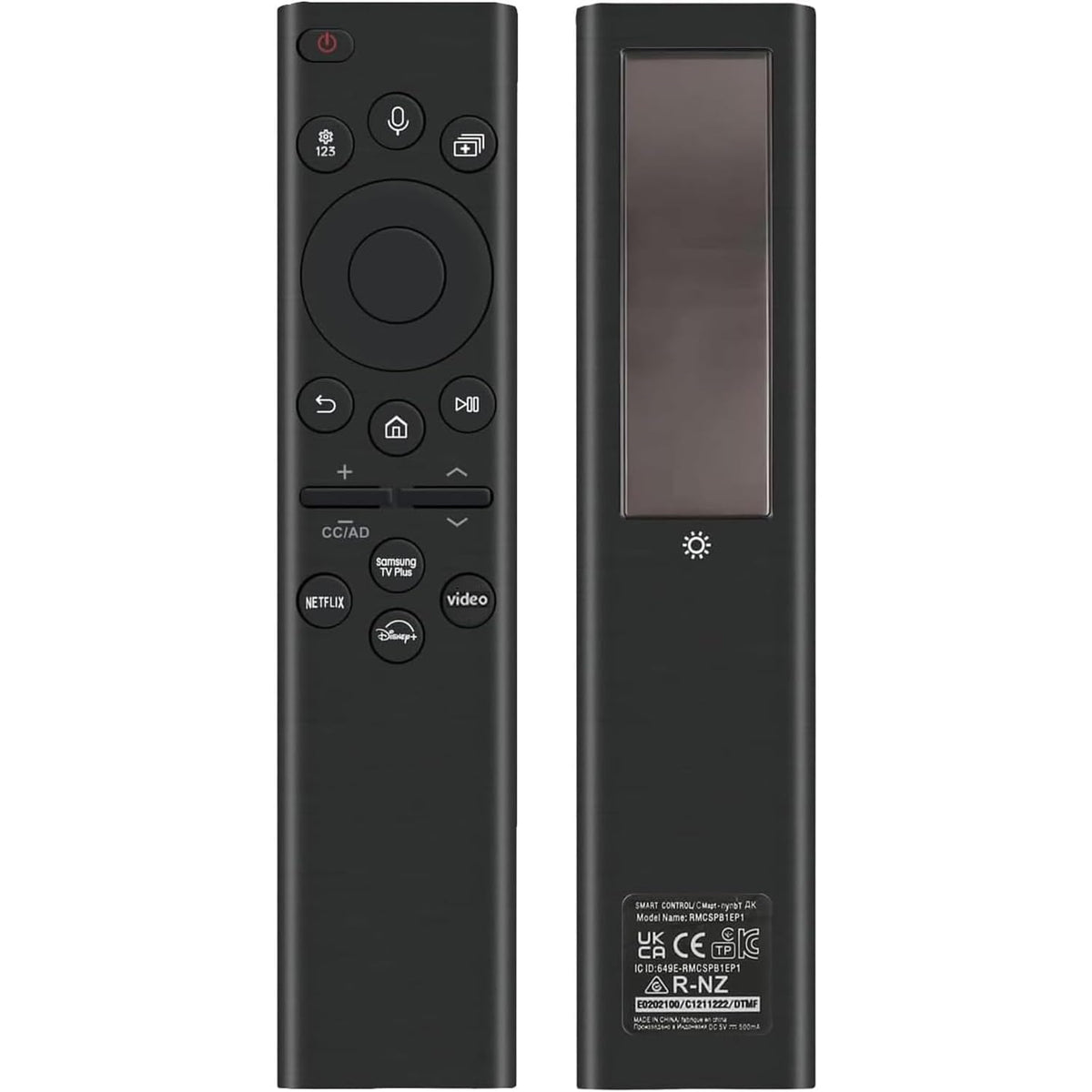 Rechargeable TV Remote for Samsung Smart TVs, Replacement for All 2019-2026 Samsung TV Remote Control with Voice Control. USB-C Fast Charging. Solar Charging. 2-Year Warranty.