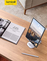 Lamicall iPad Stand Adjustable Tablet Holder, Sturdy Aluminum, Multi-Angle | Dock Stand for 4-13" iPad Pro Air Mini Kindle Tab Switch, All Aluminum Metal, Multi-Angle, Sturdy, Office Desk Accessories