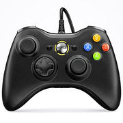 VOYEE PC Controller, Wired Compatible with Xbox 360 & Slim/Windows 10/8/7 | Upgraded Joystick, 7.2ft Cord, Ergonomic Grips, Double Shock | Enhanced (Black)