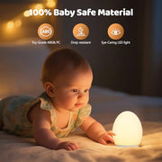 MediAcous Night Light for Kids, 7 Colors Changing Egg Light for Nursery | Stepless Dimming, Soft Silicone Touch Night Lamp with 1 Hour Timer, Rechargeable Nursery Night for Breastfeeding