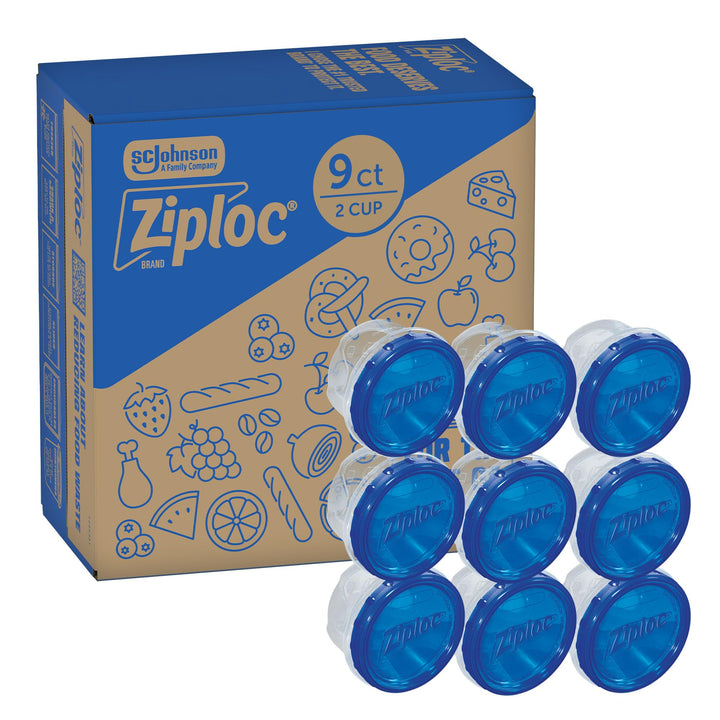 Ziploc Twist N Loc Leak-Proof Food Storage Containers, Small, 9 Count | Small Size, Twist-to-Seal Lids, Meal Prep Ready, Freezer, Microwave and Dishwasher Safe, BPA-Free, 9 Count