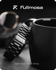 Fullmosa Metal Band with Case for Apple Watch 45/44/42/46/49/41/40/38mm | Fits iWatch Series 11 10 9 8 7 6 5 4 SE 3 2 1, Ultra4/3/2/1,Stainless Steel Strap for Men Women Professional Office Black