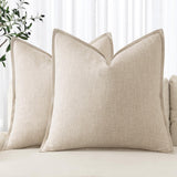 MIULEE Decorative Euro Sham Pillow Covers 26x26 Natural Beige | Boho Farmhouse Neutral Couch Throw Pillows for Bed, Pack of 2 Accent Modern Pillowcases, Sofa Livingroom Home Decor