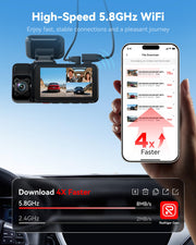 REDTIGER F17 4K 3CH Dash Cam, STARVIS 2 Sensor HDR, 64GB Card, 5.8GHz WiFi | 2160P+1080P*2 Front Inside and Rear, 4 IR Night Vision, G-Sensor, GPS Tracking, Exclusive App, WDR Car Camera, Parking Mode
