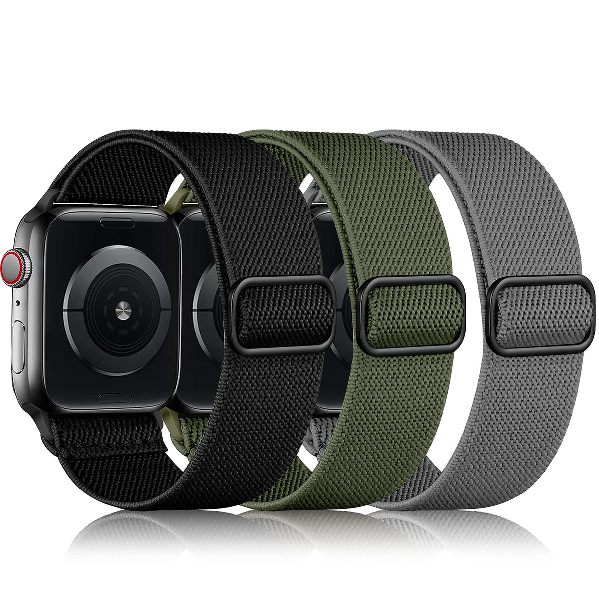 DaQin 3 Pack Stretchy Solo Loop Compatible with Apple Watch Bands Men Women | Soft Nylon Band 49mm 46mm 45mm 44mm 42mm, Braided Elastic Sport Strap for iWatch Series 12 11 10 9 8 7 6 5 4 3 2 1 SE Ultra