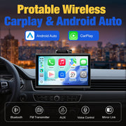 Carplay Screen for Car, 7 inch Wireless Carplay & Android Auto（Black） | Portable Touchscreen car play with Mirror Link，Bluetooth，Voice Control，Map Navigation，FM Transmit，Plug-and-Play car stereo