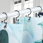 Goowin Shower Curtain Hooks, 12 Pcs Shower Curtain Rings, Durable Rust Proof Black Shower Curtain Hooks, Shower Rings for Curtain, Double Glide Shower Hooks for Shower Curtain Rods, Black