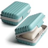 Quatish Leakproof Bar Soap Holder Dish with Lid for Shower, Portable 1 Pack Travel Soap Case Box for Gym, Camping, Hiking, Outdoor Use, Travel Size Toiletries Essentials, Keeps Soap Dry, Blue