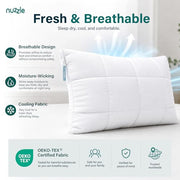 Nuzzle Pillow Standard Adjustable Neck Pillow,Soft Luxury Hotel Feel | Bed Pillows Standard with Adjustable Height & Firm Feel for Side, Back and Stomach Sleepers–Gift for Women & Men
