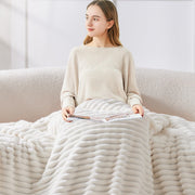 BEDELITE Ribbed Fleece Throw Blanket for Couch, Cream, 50"x60" | Ultra-Soft Plush Fleece, Cozy, Warm Yet Lightweight, Ribbed Texture, Home Decor, Machine Washable, Giftable, All-Season Use