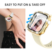 Surace Bling Case with Screen Protector for Apple Watch Series 6/5/4 40mm | Crystals Diamond Protective Face Cover Bumper with Tempered Glass Apple Watch Case, Sensitive Touch, Gold