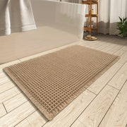 Upgraded Waffle Bath Mat Ultra Absorbent Non Slip Bathroom Mat, 17" x 24" | Brown, Quick Dry Washable Bathroom Rugs, Extra Soft Decorative Bath Rugs for Bathroom Floor, Beside Tub and Shower
