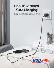 Anker Nano USB C to USB C Cable, 240W Fast Charging Cable (Black, 6ft) | Flexible Multi-Color Braided Charger for iPhone 18 / 17 Series, MacBook Pro, and More