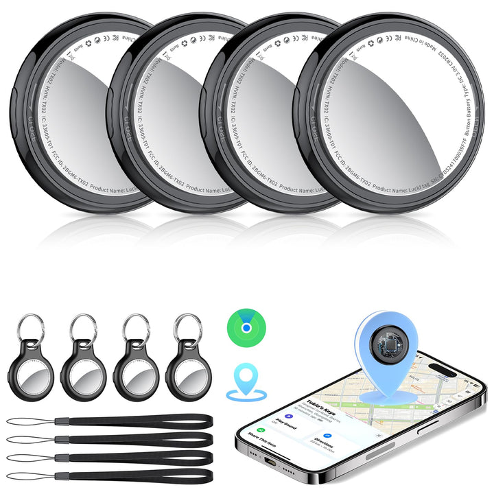 Tukio Air Tracker Tags-4 Pack (iOS Only), [Apple MFi Certified] Key Finder | Replaceable Battery Bluetooth Tracker Compatible with Apple Find My, Item Locator Smart Tag for Keys, Bag, Luggage and More