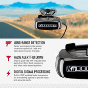 Cobra RAD 480i Laser Radar Detector, Long Range Detection, Bluetooth, Black | Apple CarPlay and Android Auto Compatible, LaserEye Front and Rear Detection, Digital Signal Processing