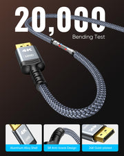Highwings 4K DisplayPort to HDMI, Uni-Directional Only DP to HDMI 6.6FT | DP (Source) to HDMI (Display) 1.4 Cable, 4K@30Hz, 2K@60Hz, 1080P Full HD, Braided Cord for Dell, NVIDIA, AMD, Monitor (Grey)