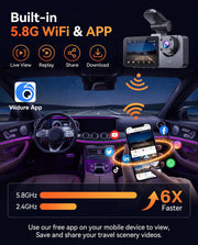 Dash Cam Front and Rear Inside, 4K Full HD 3 Channel Dash Camera for Car