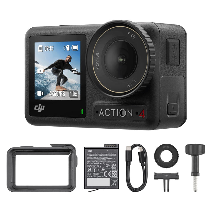 DJI Osmo Action 4 Essential Combo, Waterproof Action Camera Vlogging Camera | 1/1.3" Sensor, 4K/120fps Video, Stunning Low-Light Imaging, 10-bit & D-Log M Color Performance, Long-Lasting 160 Mins
